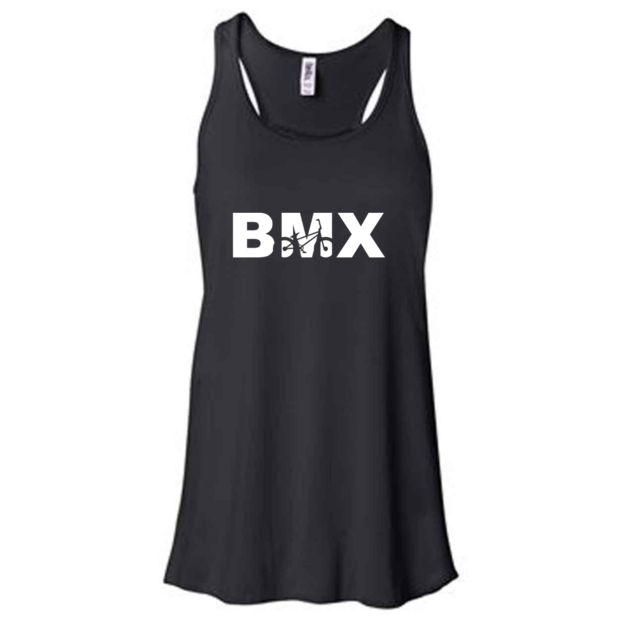BMX Bike Logo Classic Women's Flowy Racerback Tank Top Black (White Logo)