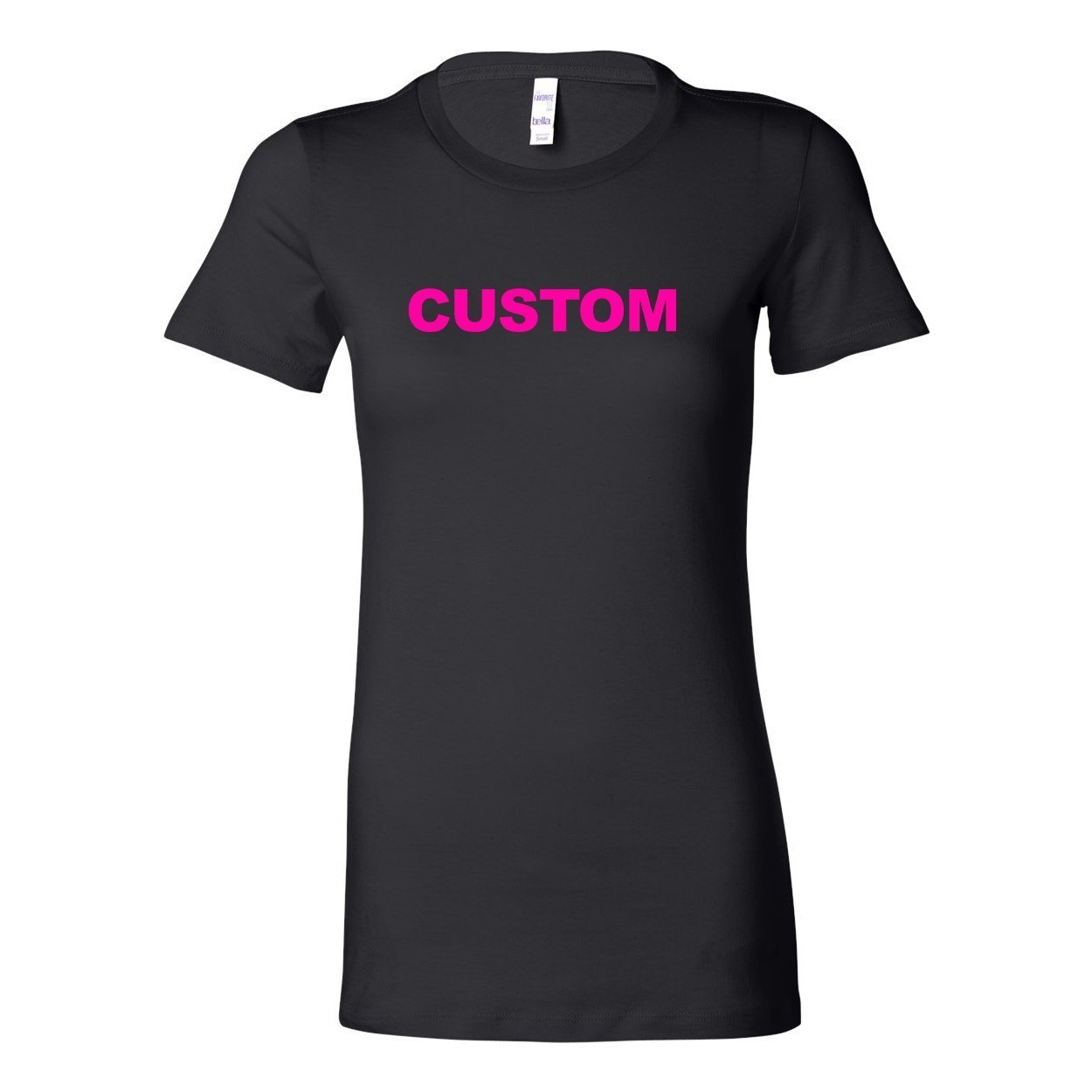 Custom Life Brand Logo Women's Classic Fitted Tri-Blend T-Shirt Black (Pink Logo)