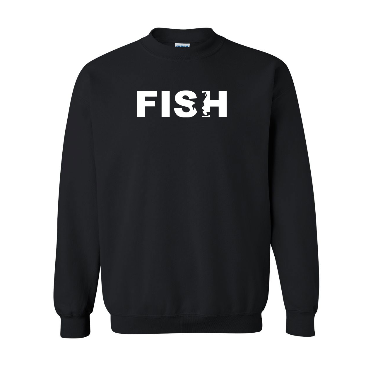 Fish Catch Logo Classic Crewneck Sweatshirt Black (White Logo)