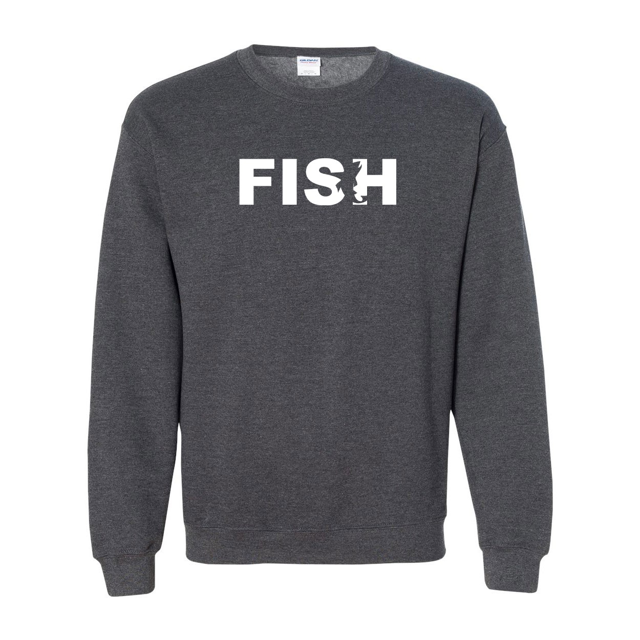 Fish Catch Logo Classic Crewneck Sweatshirt Dark Heather Gray (White Logo)