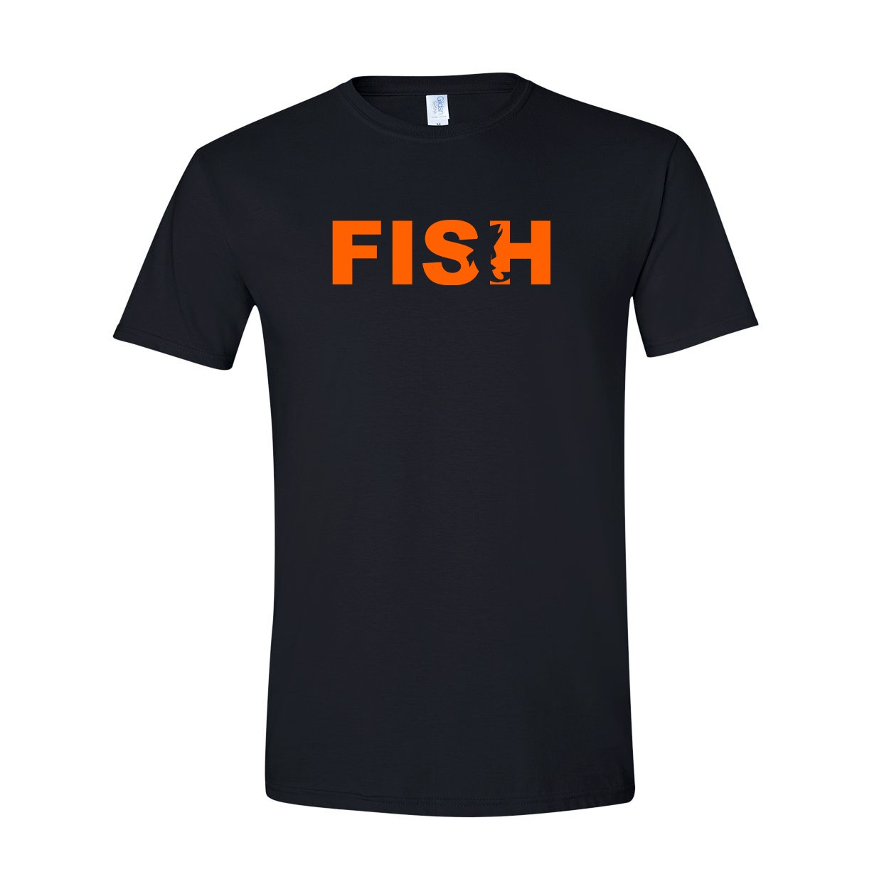 Fish Catch Logo Classic T-Shirt Black (Orange Logo)