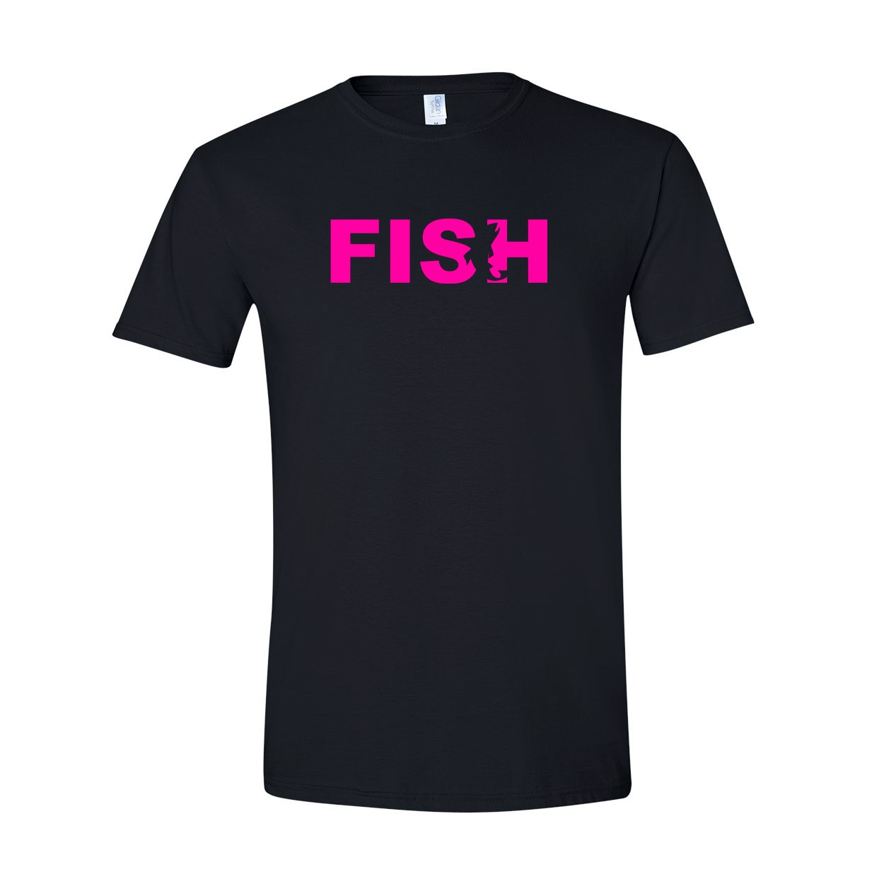 Fish Catch Logo Classic T-Shirt Black (Pink Logo)