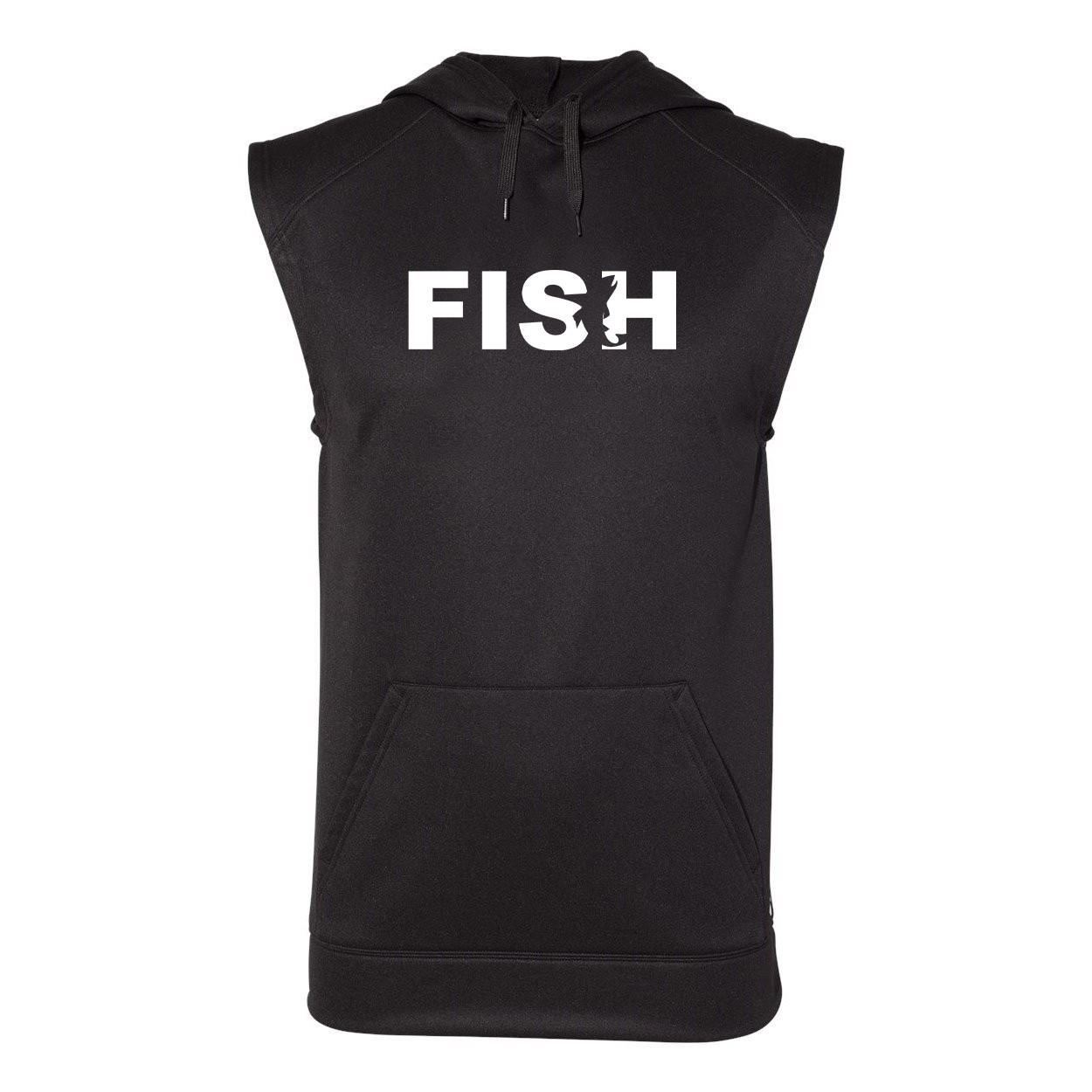 Fish Catch Logo Classic Unisex Performance Sleeveless Sweatshirt Black (White Logo)