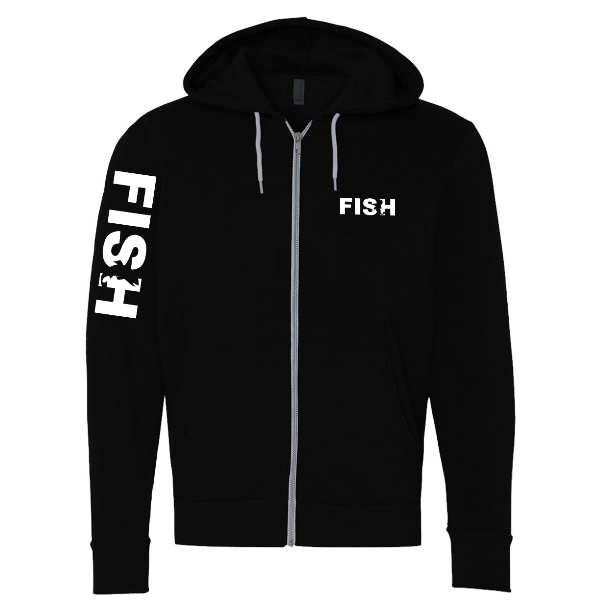 Fish Catch Logo Classic Zip Sweatshirt Black (White Logo)