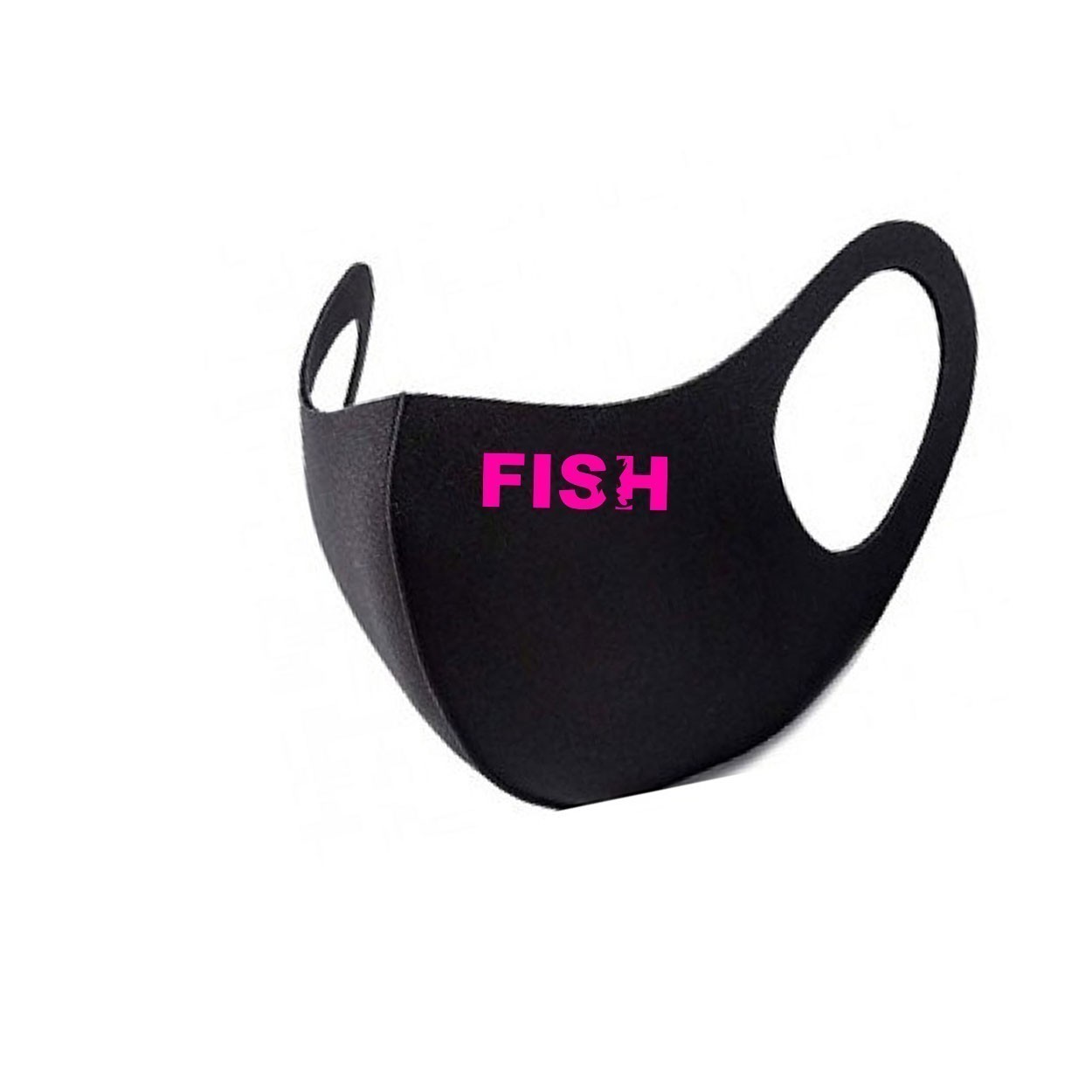 Fish Catch Logo Night Out Fitted Washable Face Mask Black (Pink Logo)