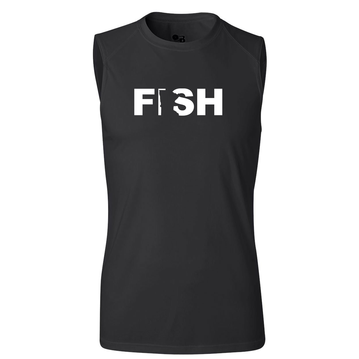 Fish Minnesota Classic Unisex Performance Sleeveless T-Shirt Black (White Logo)