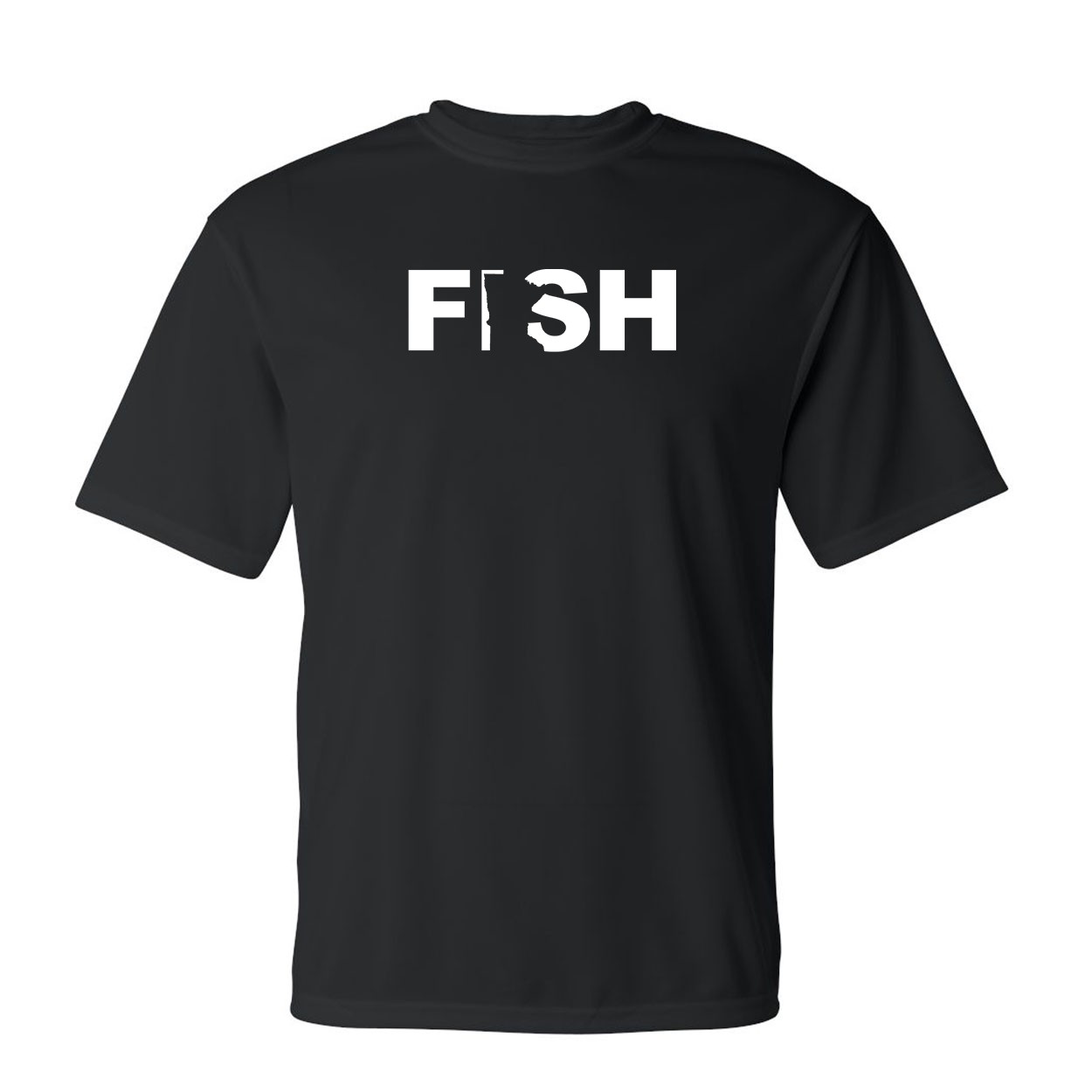 Fish Minnesota Classic Unisex Performance T-Shirt Black (White Logo)