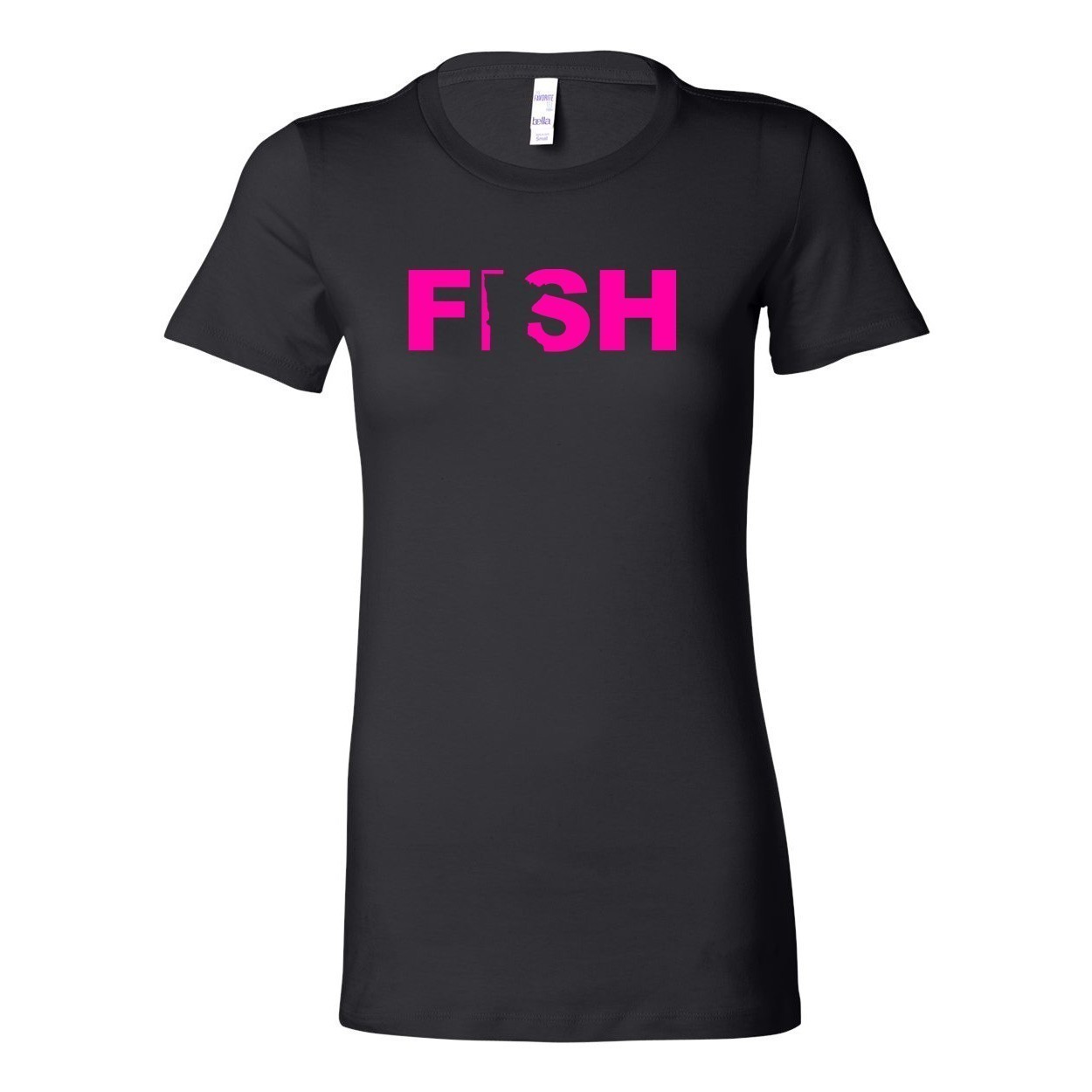 Fish Minnesota Women's Classic Fitted Tri-Blend T-Shirt Black (Pink Logo)