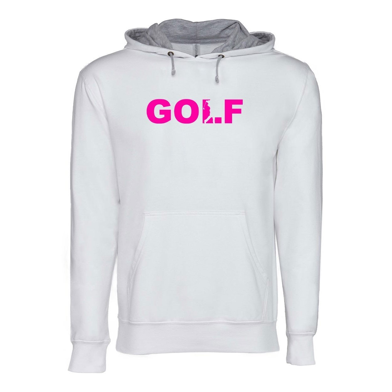 Golf Swing Logo Classic Lightweight Sweatshirt White/Heather Gray (Pink Logo)