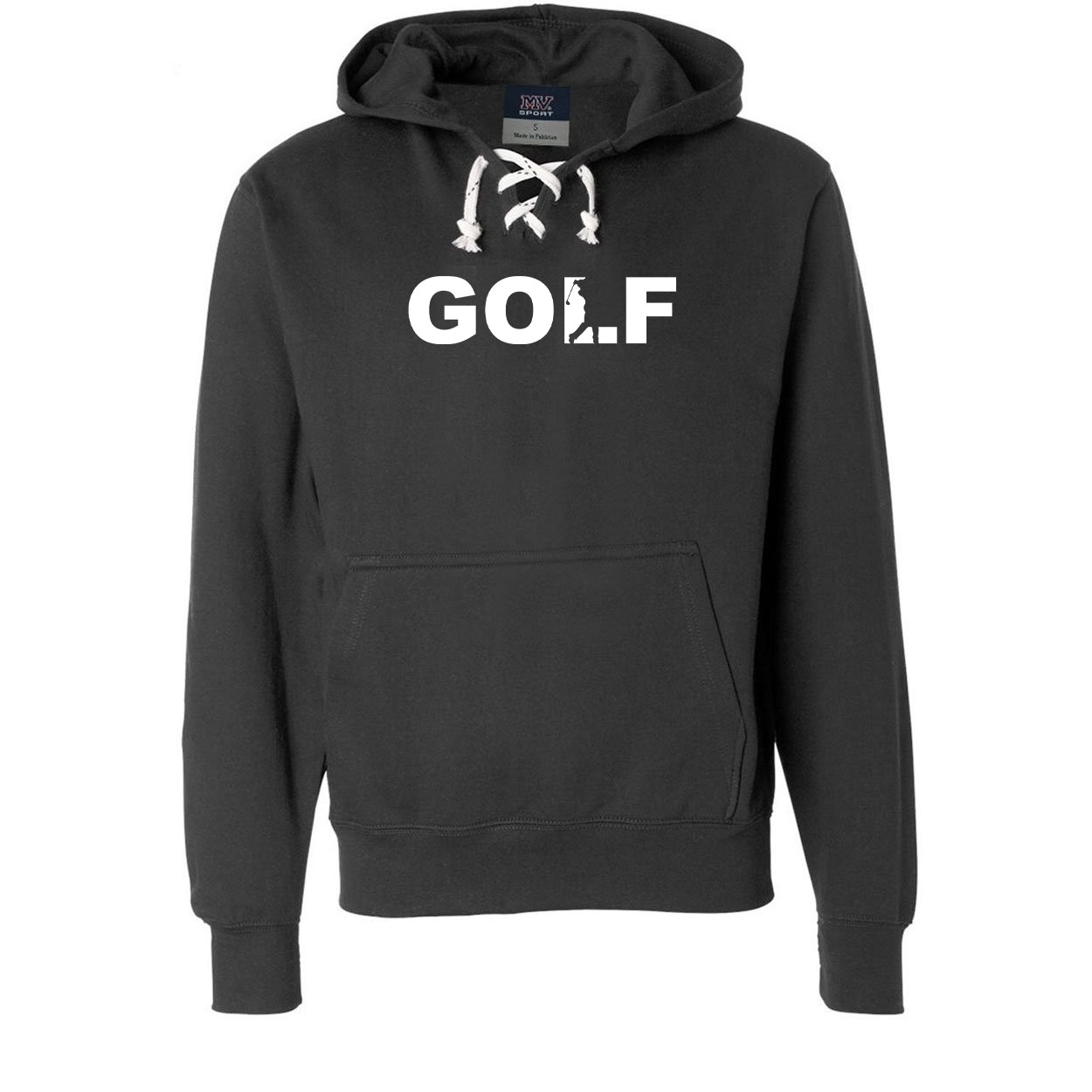 Golf Swing Logo Classic Unisex Premium Hockey Sweatshirt Black (White Logo)