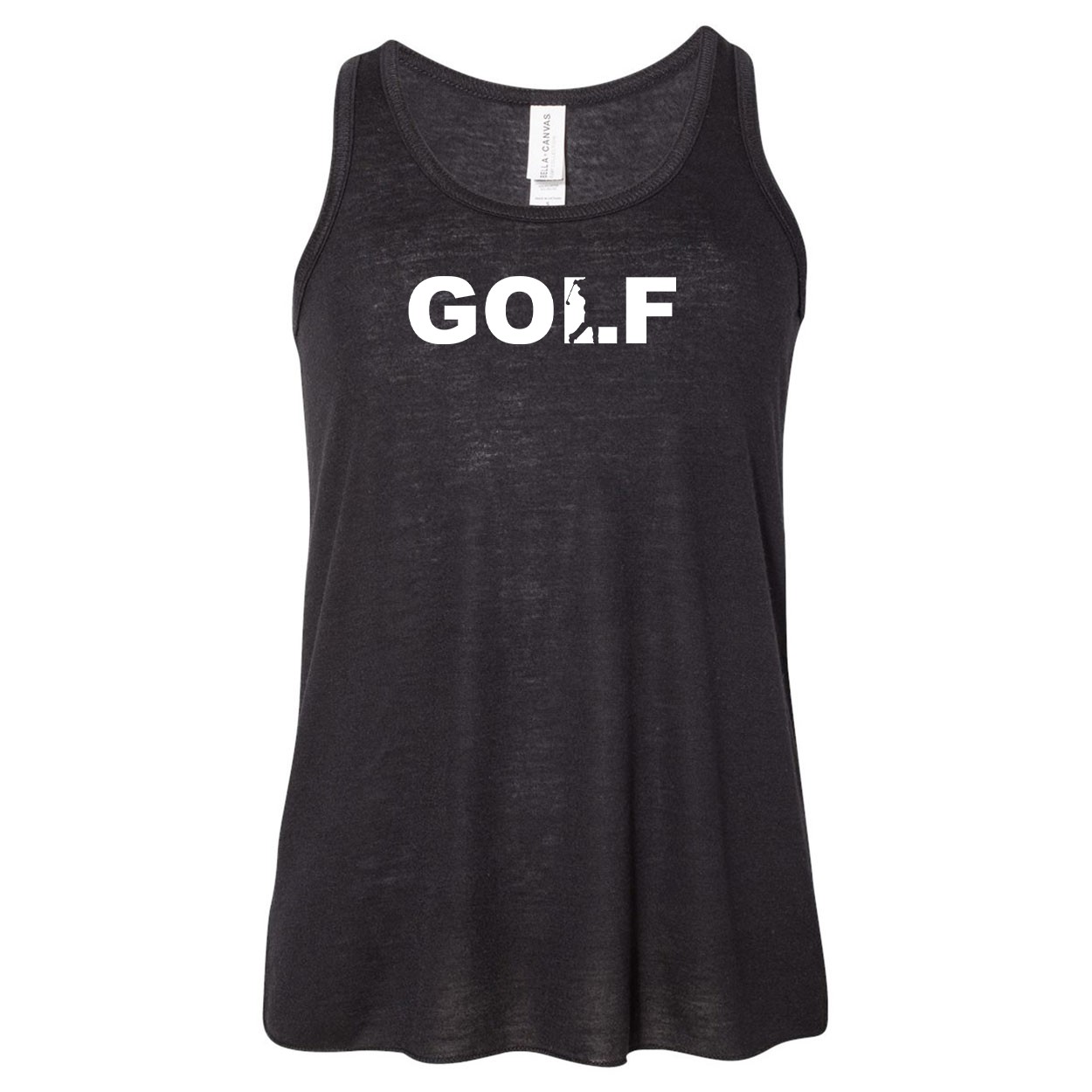 Golf Swing Logo Classic Youth Girls Flowy Racerback Tank Top Black (White Logo)