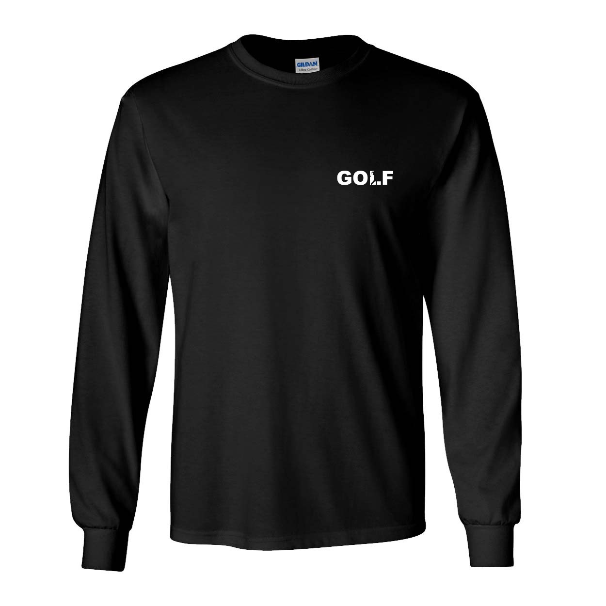 Golf Swing Logo Night Out Long Sleeve T-Shirt Black (White Logo)