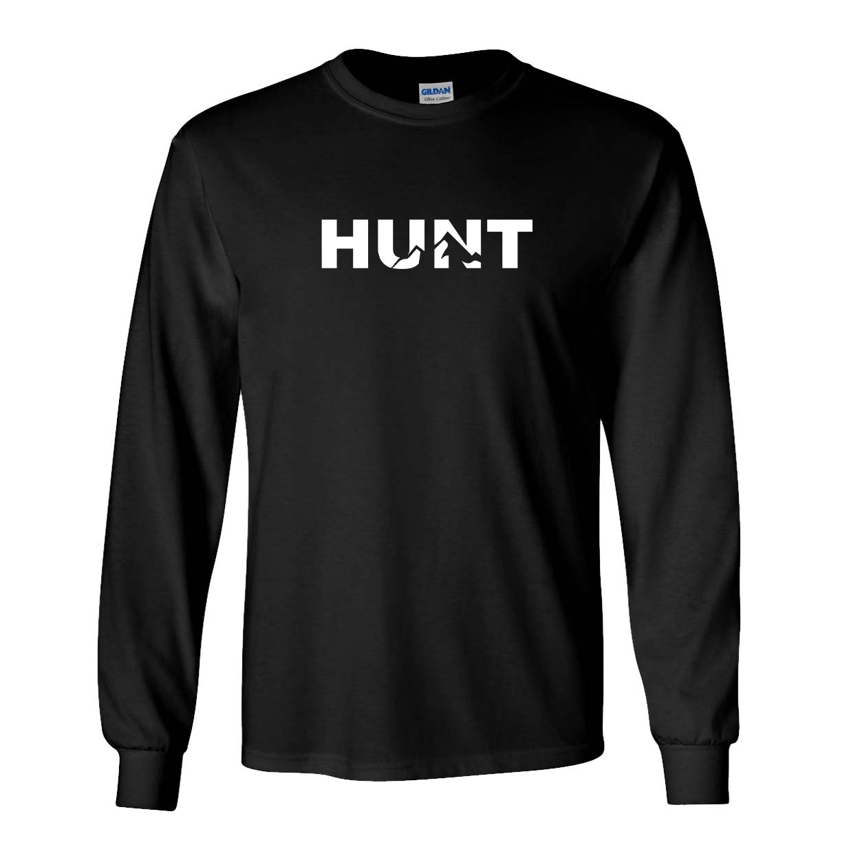 Hunt Mountain Logo Classic Long Sleeve T-Shirt Black (White Logo)