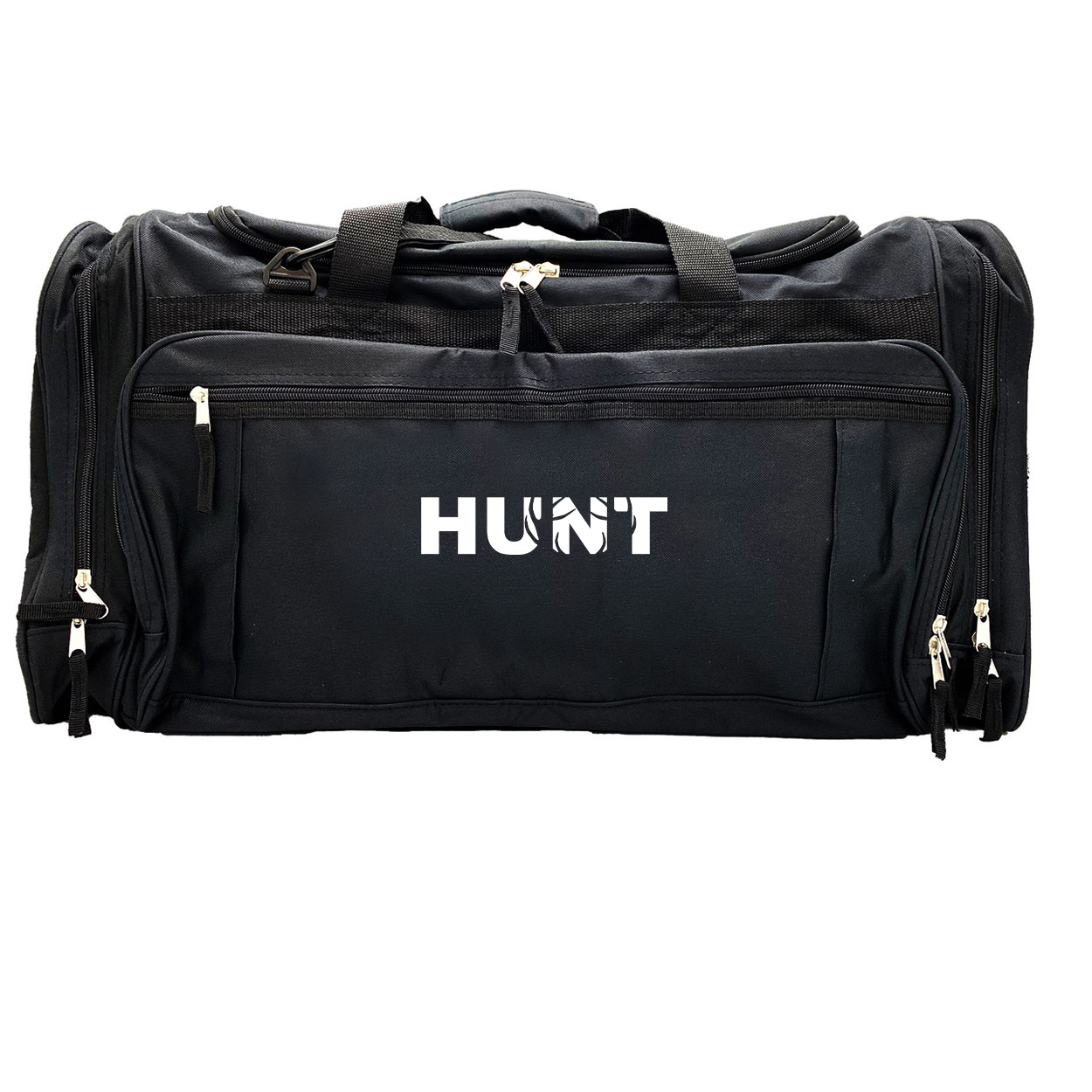 Hunt Rack Logo Classic Explorer Large Duffel Bag Black (White Logo)