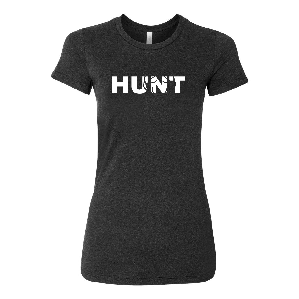 Hunt Rack Logo Classic Women's Fitted Tri-Blend T-Shirt Dark Heather Gray (White Logo)