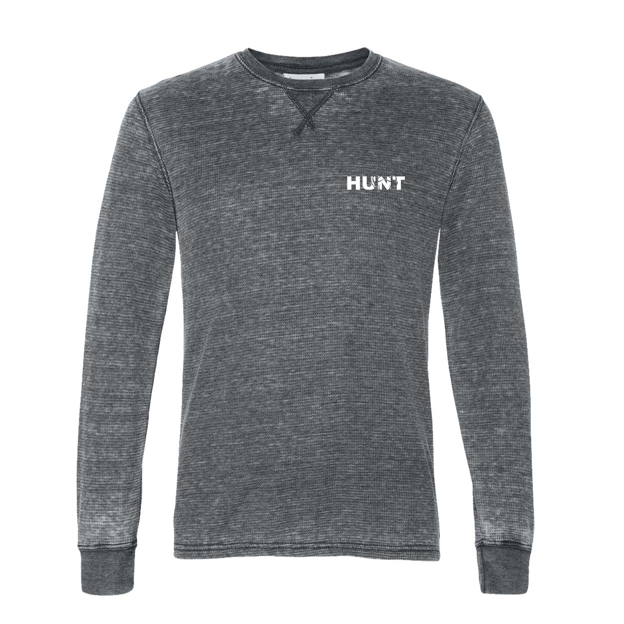 Hunt Rack Logo Long Sleeve Thermal Shirt Heather Charcoal (White Logo)