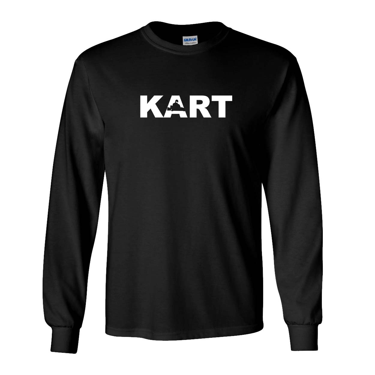 Kart Racer Logo Classic Long Sleeve T-Shirt Black (White Logo)