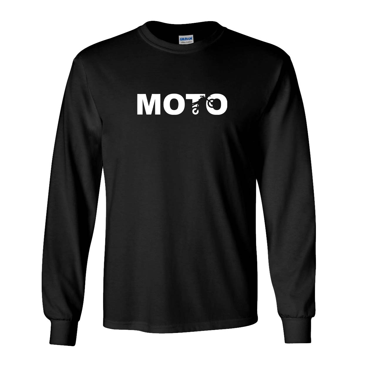Moto Wheelie Logo Classic Long Sleeve T-Shirt Black (White Logo)