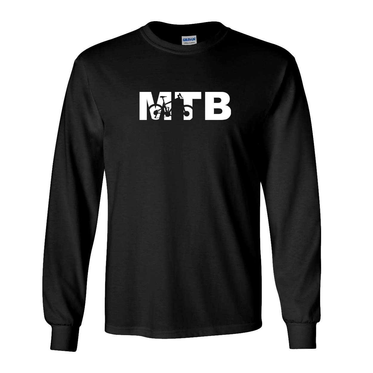 MTB Mountain Bike Logo Classic Long Sleeve T-Shirt Black (White Logo)
