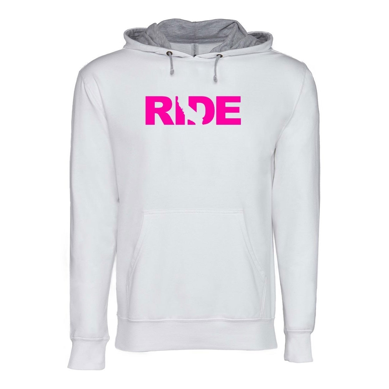 Ride California Classic Lightweight Sweatshirt White/Heather Gray (Pink Logo)