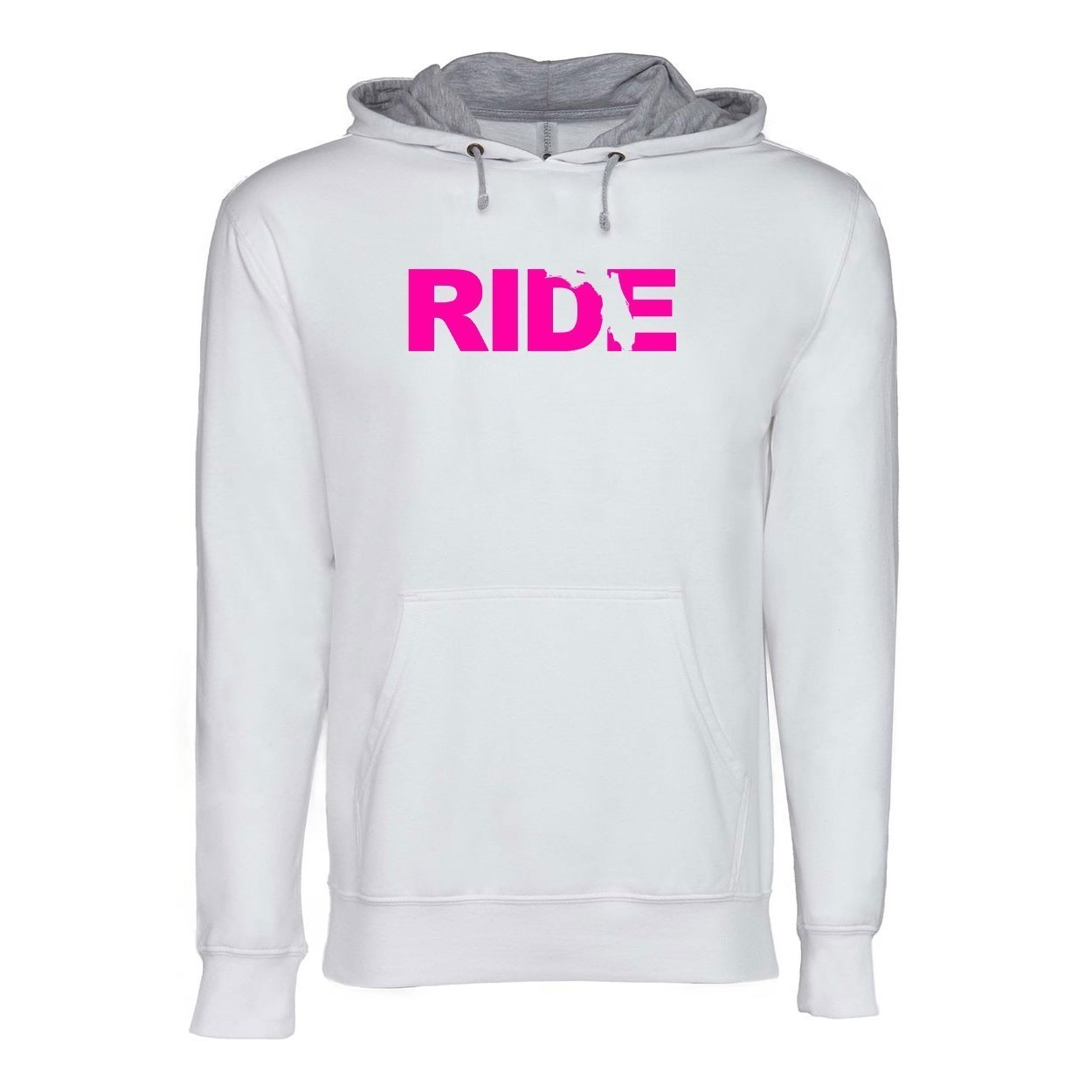 Ride Florida Classic Lightweight Sweatshirt White/Heather Gray (Pink Logo)