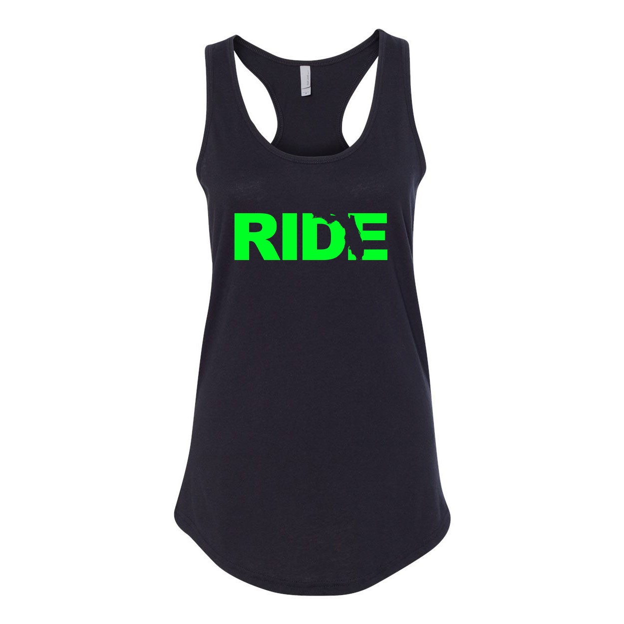 Ride Florida Classic Women's Racerback Tank Top Black (Green Logo)