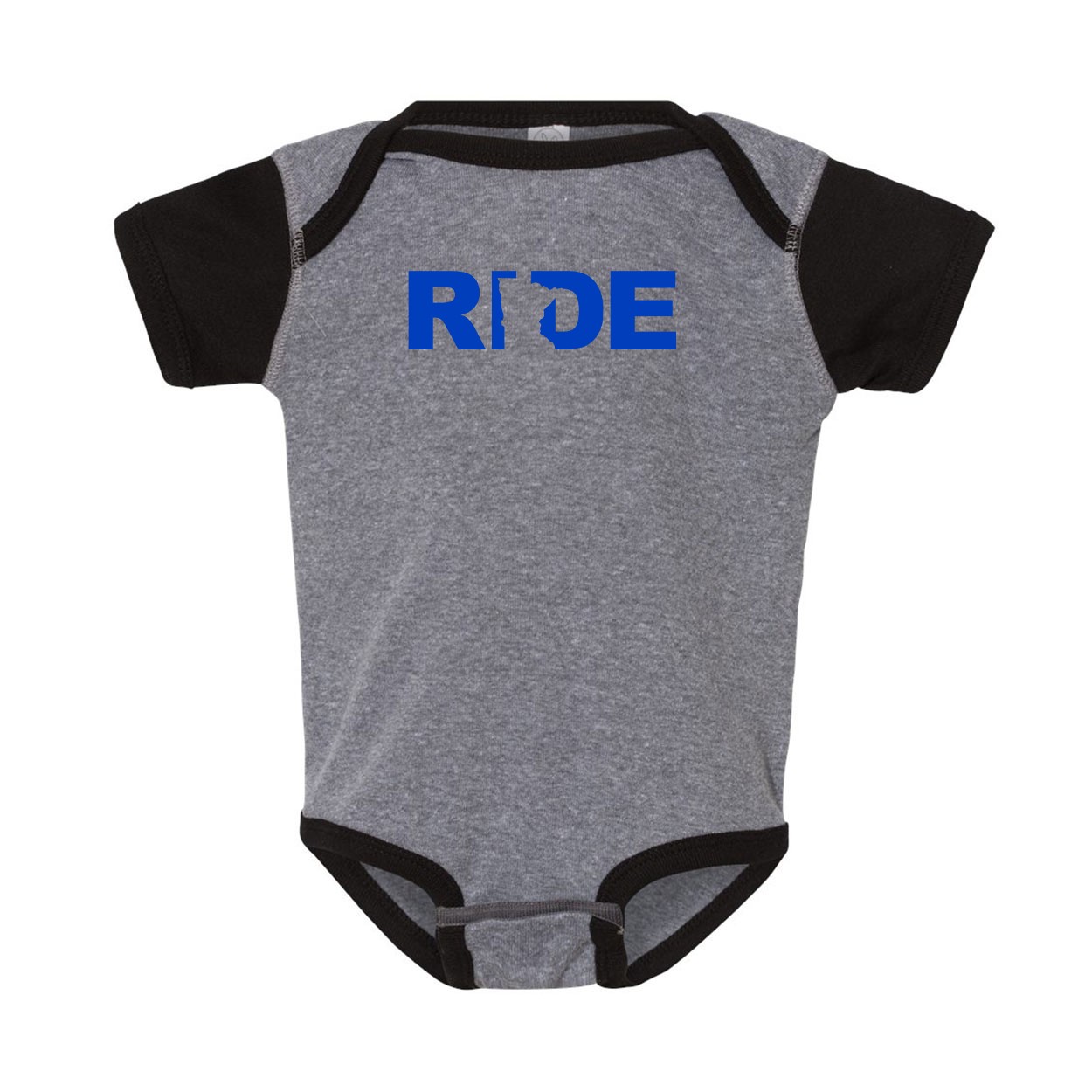 Ride Minnesota Classic Infant Baby Onesie Heather Gray/Black Trim (Blue Logo)