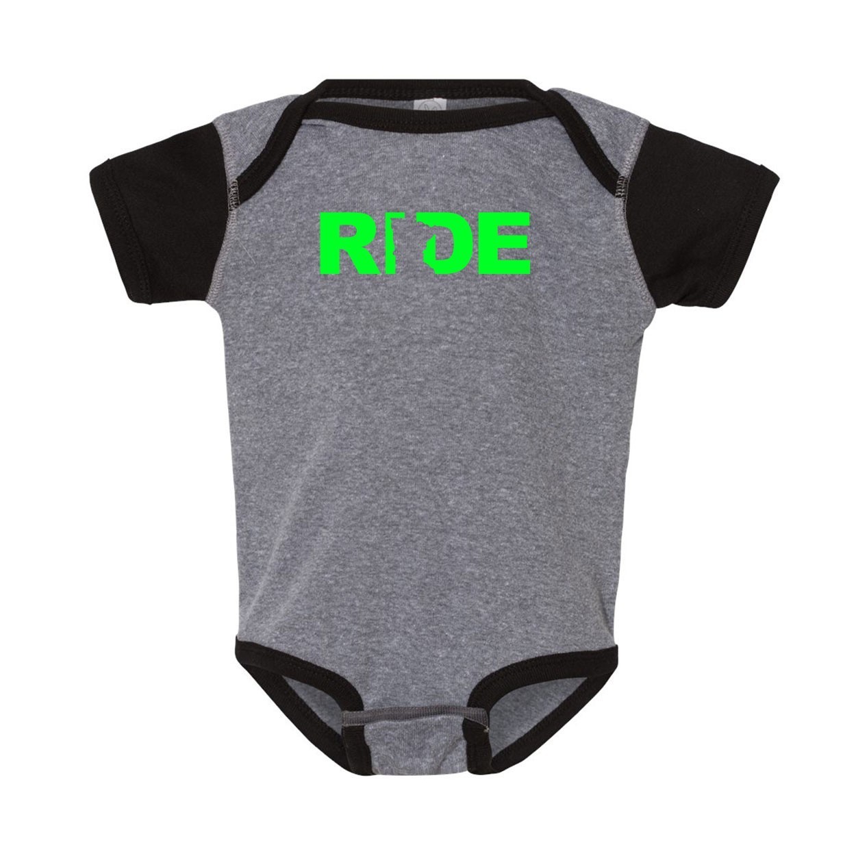 Ride Minnesota Classic Infant Baby Onesie Heather Gray/Black Trim (Green Logo)