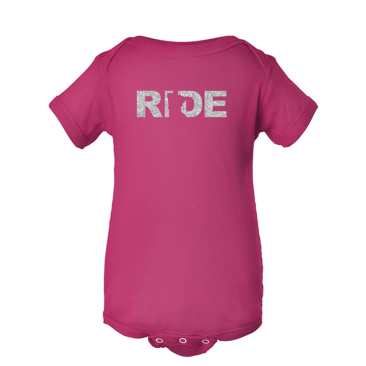 Ride Minnesota Classic Infant Baby Onesie Hot Pink (Glitter Silver Logo)