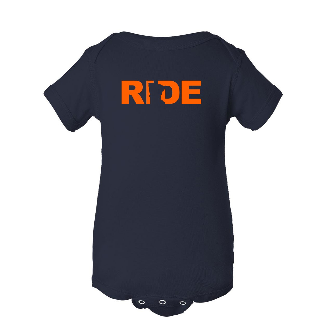 Ride Minnesota Classic Infant Baby Onesie Navy (Orange Logo)