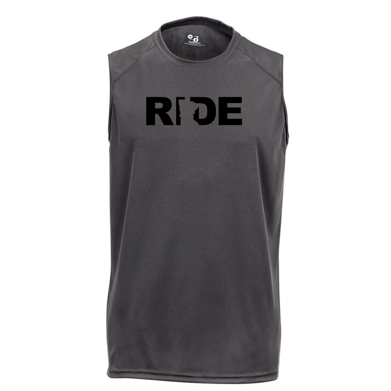 Ride Minnesota Classic Unisex Performance Sleeveless T-Shirt Graphite Gray (Black Logo)