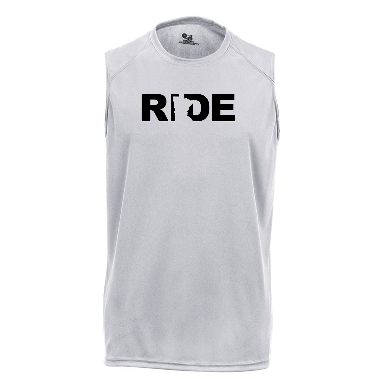 Ride Minnesota Classic Unisex Performance Sleeveless T-Shirt Silver Gray (Black Logo)