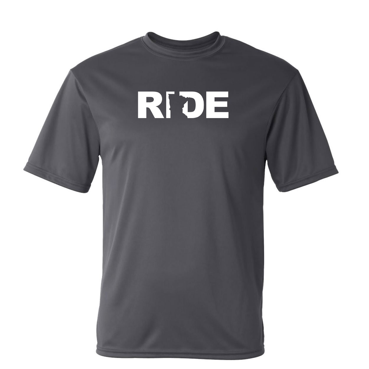 Ride Minnesota Classic Unisex Performance T-Shirt Graphite Gray (White Logo)
