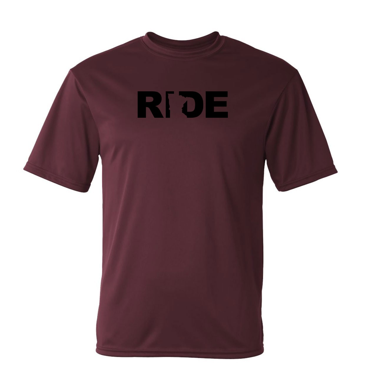 Ride Minnesota Classic Unisex Performance T-Shirt Maroon (Black Logo)