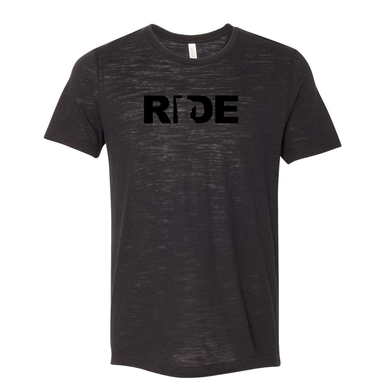 Ride Minnesota Classic Unisex Premium Texture T-Shirt Solid Black Slub (Black Logo)