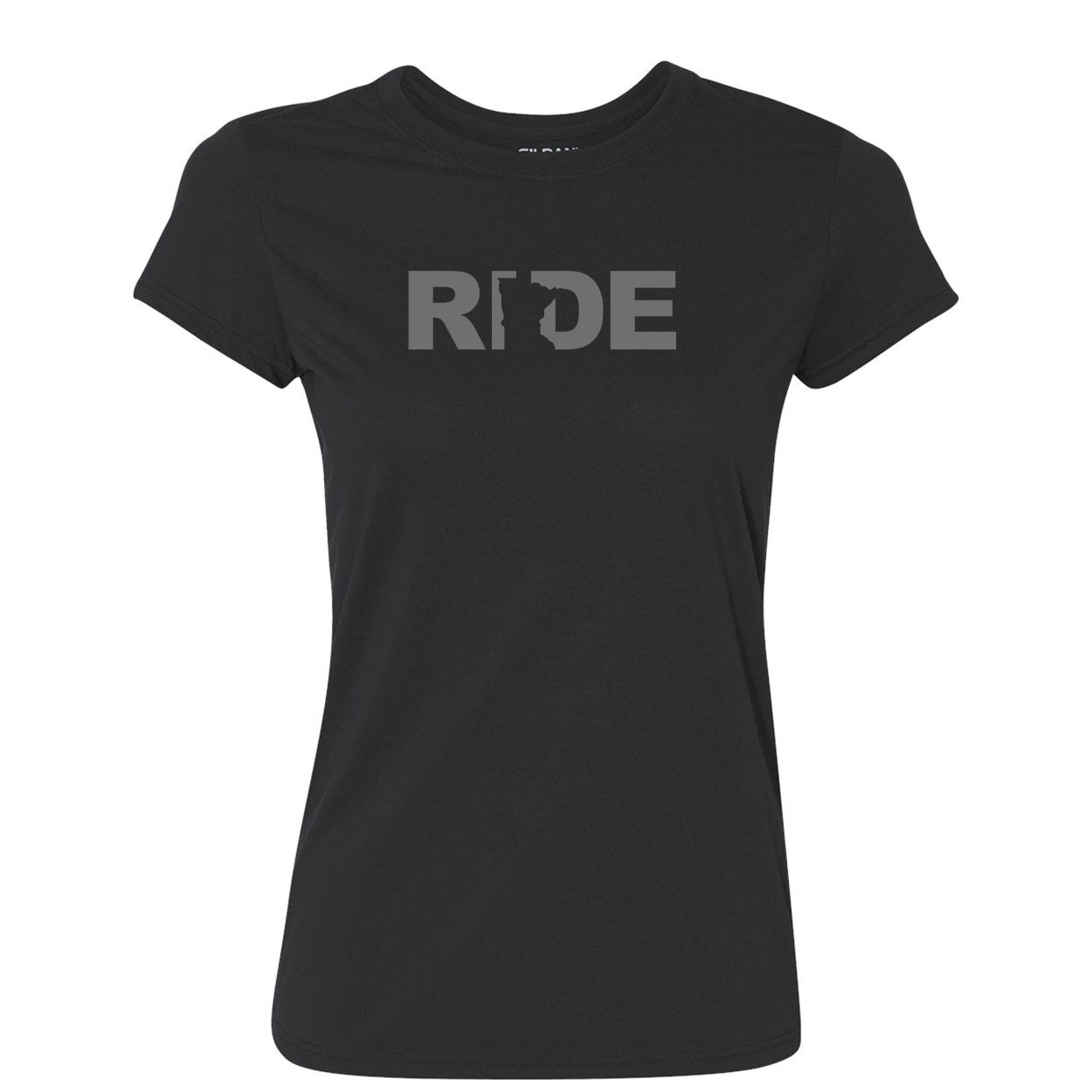 Ride Minnesota Classic Womens Performance T-Shirt Black (Gray Logo)