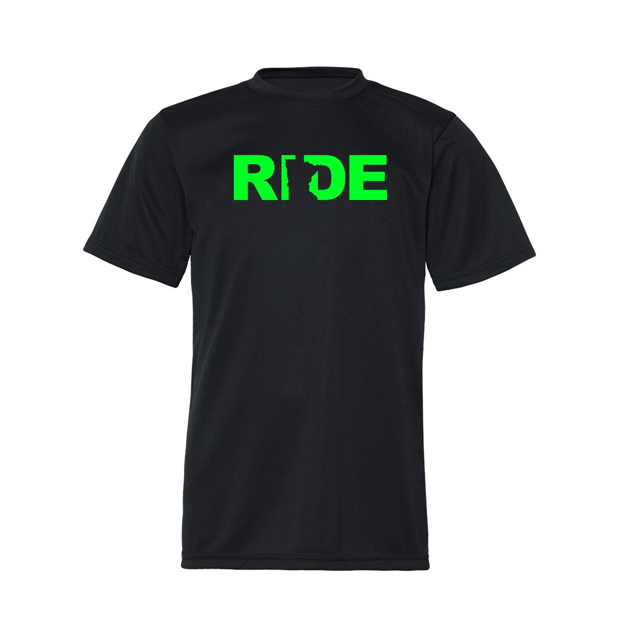 Ride Minnesota Classic Youth Unisex Performance T-Shirt Black (Green Logo)