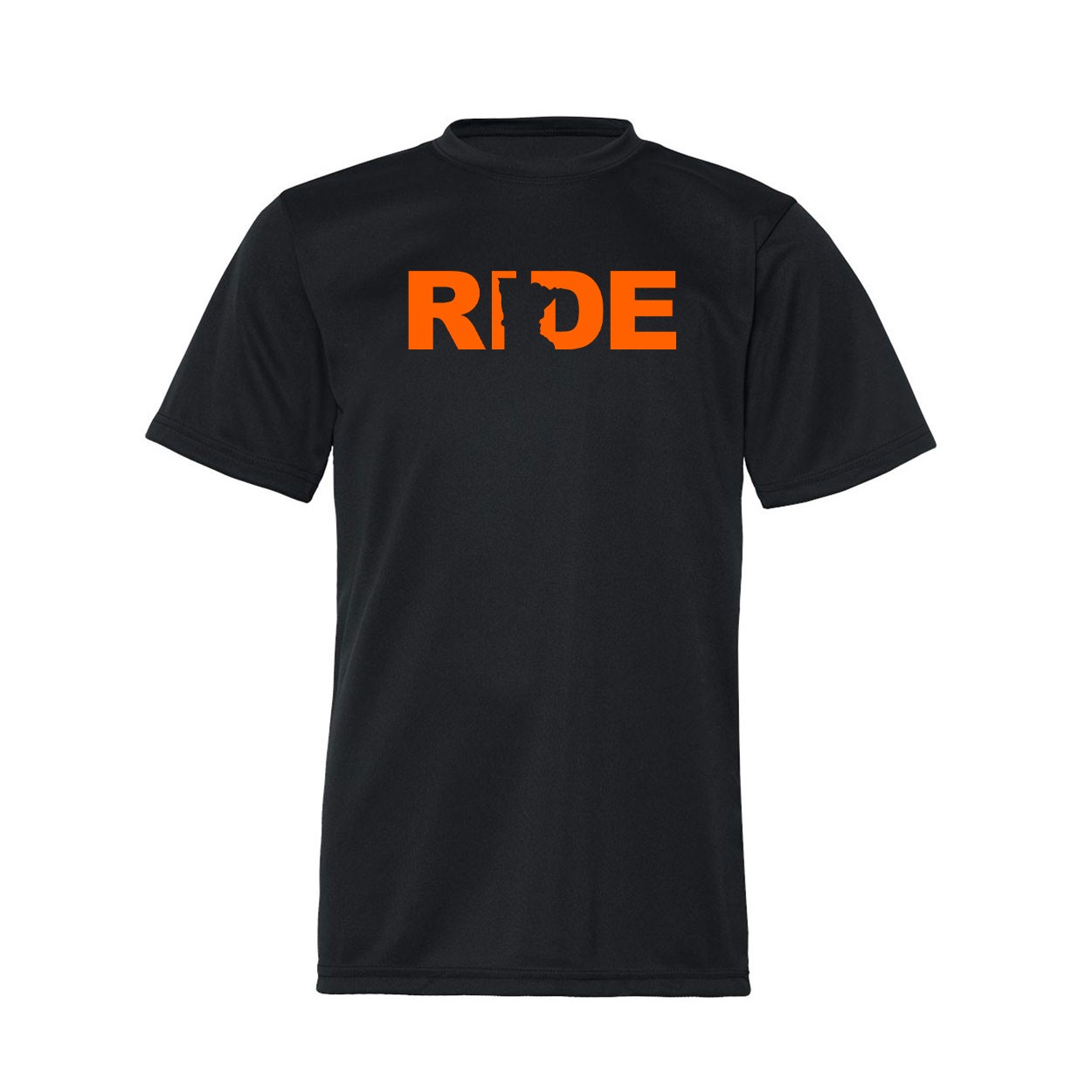 Ride Minnesota Classic Youth Unisex Performance T-Shirt Black (Orange Logo)