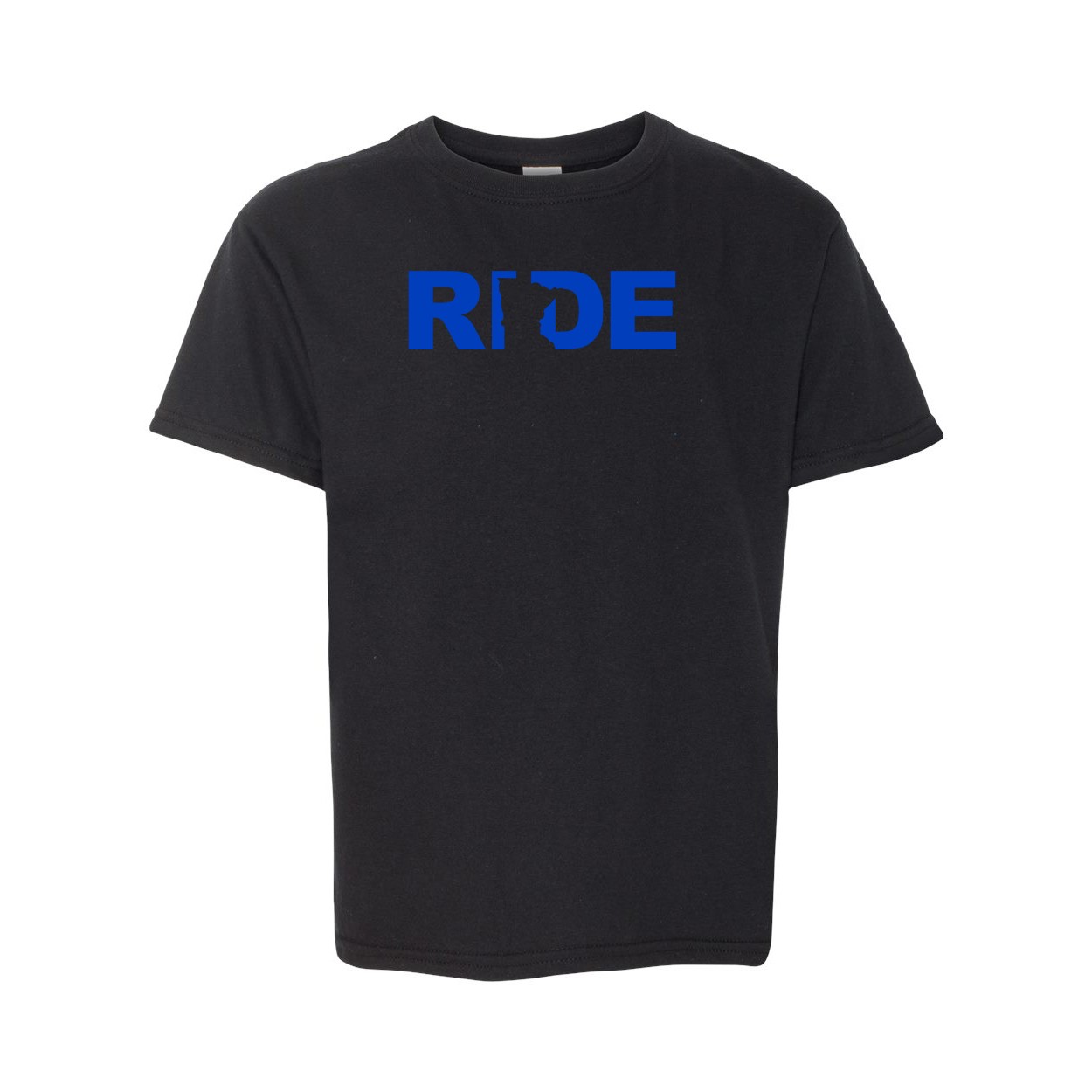Ride Minnesota Classic Youth Unisex T-Shirt Black (Blue Logo)