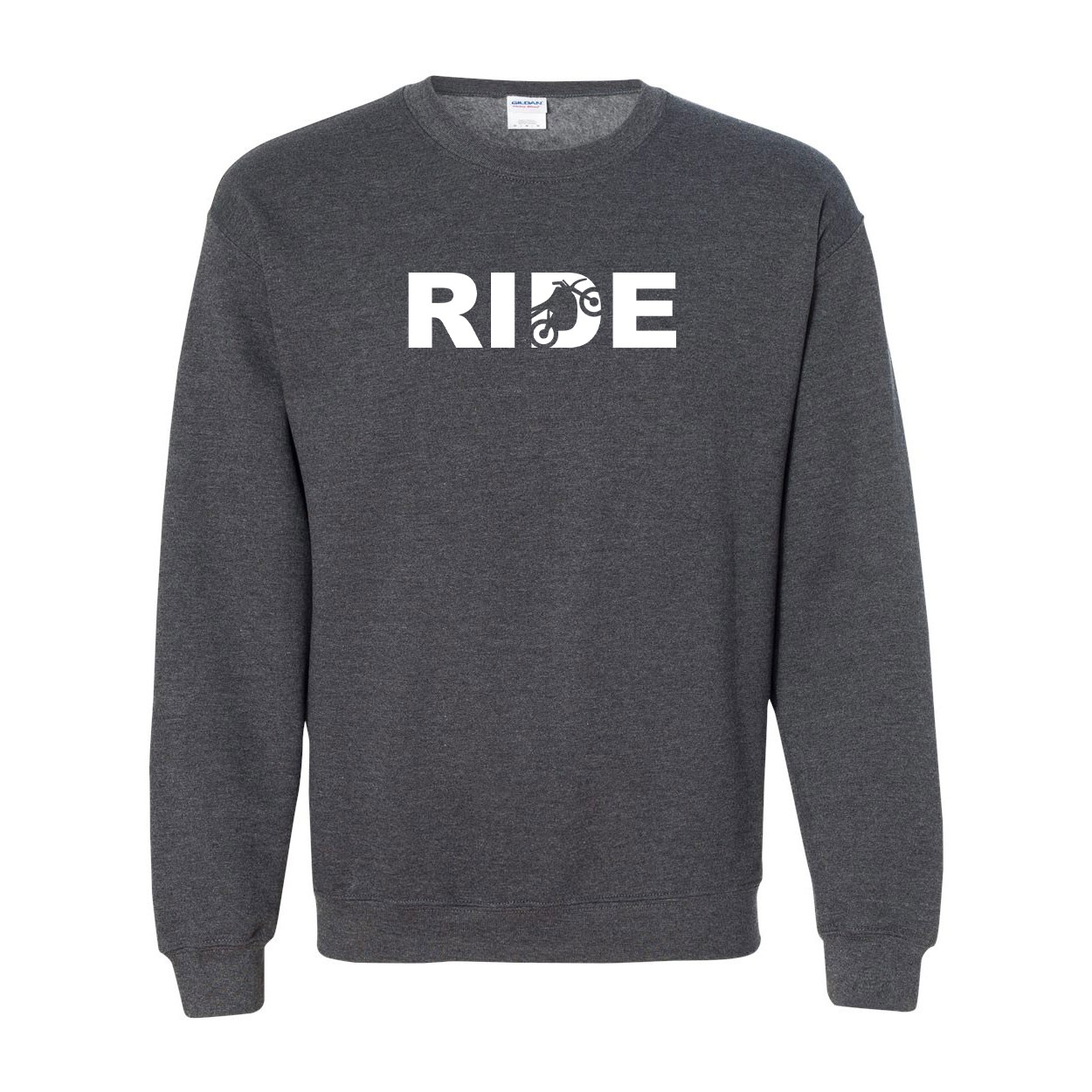 Ride Moto Logo Classic Crewneck Sweatshirt Dark Heather Gray (White Logo)