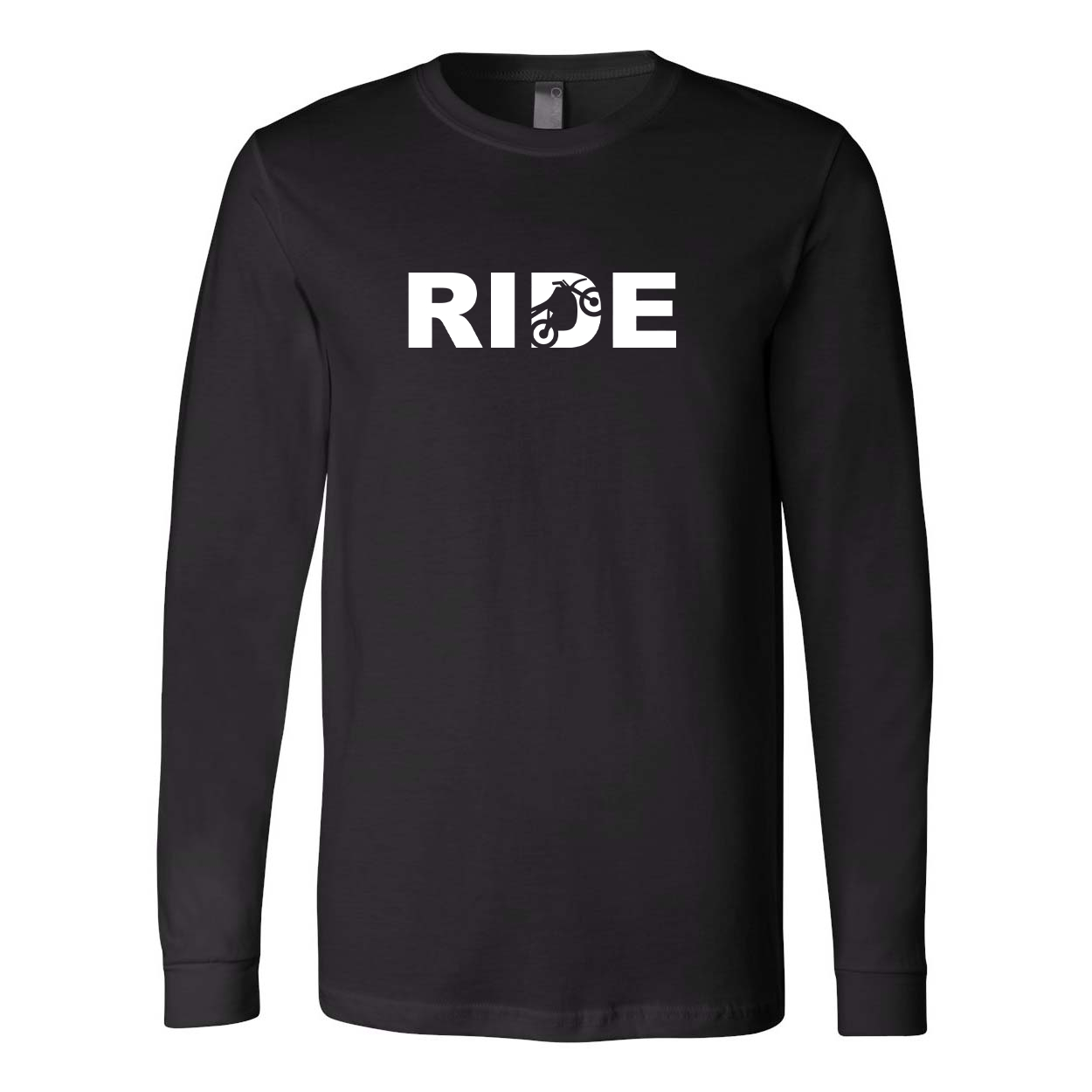 Ride Moto Logo Classic Premium Long Sleeve T-Shirt Black (White Logo)