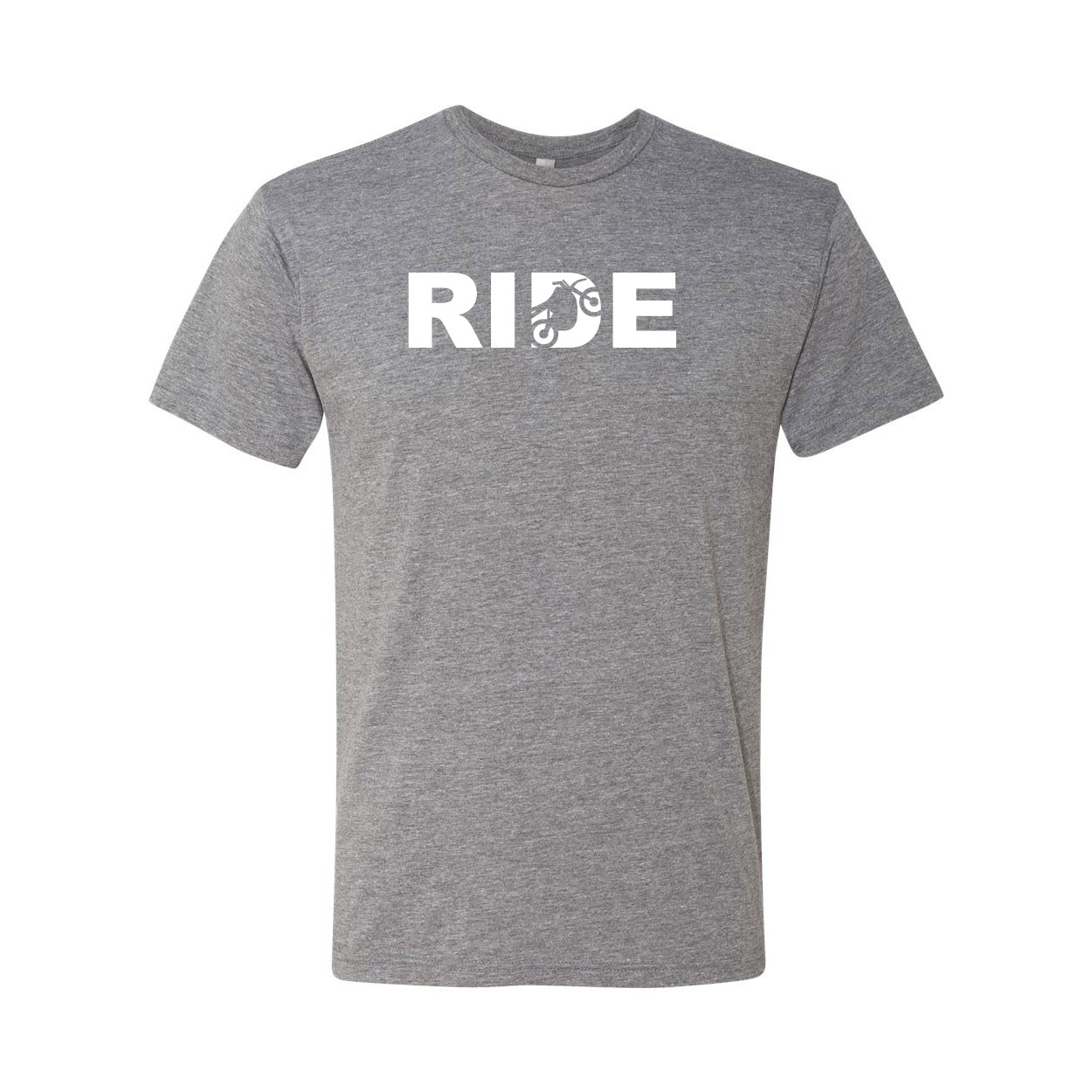 Ride Moto Logo Classic Premium Tri-Blend T-Shirt Heather Sport Gray (White Logo)