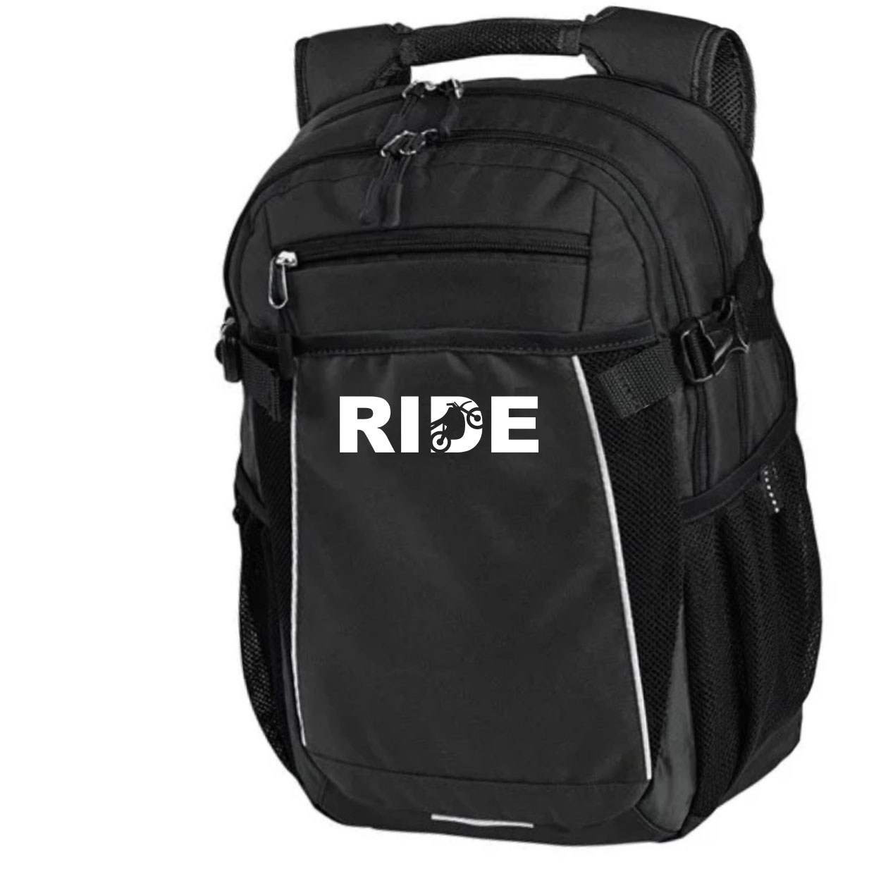 Ride Moto Logo Classic Pro Pioneer Backpack Black (White Logo)