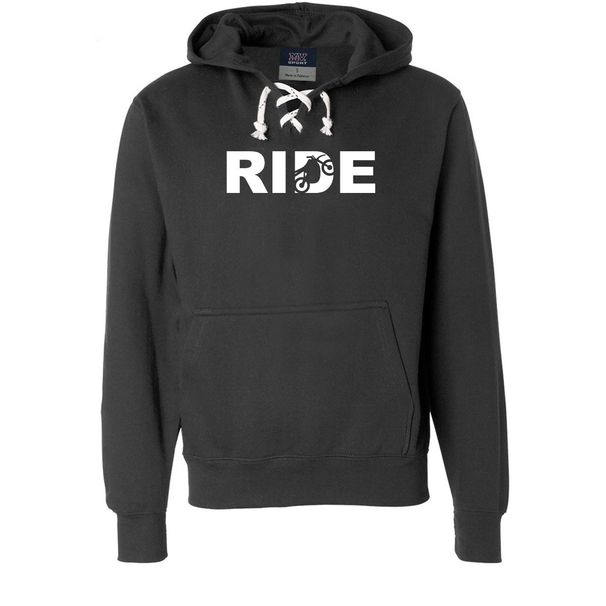 Ride Moto Logo Classic Unisex Premium Hockey Sweatshirt Black (White Logo)