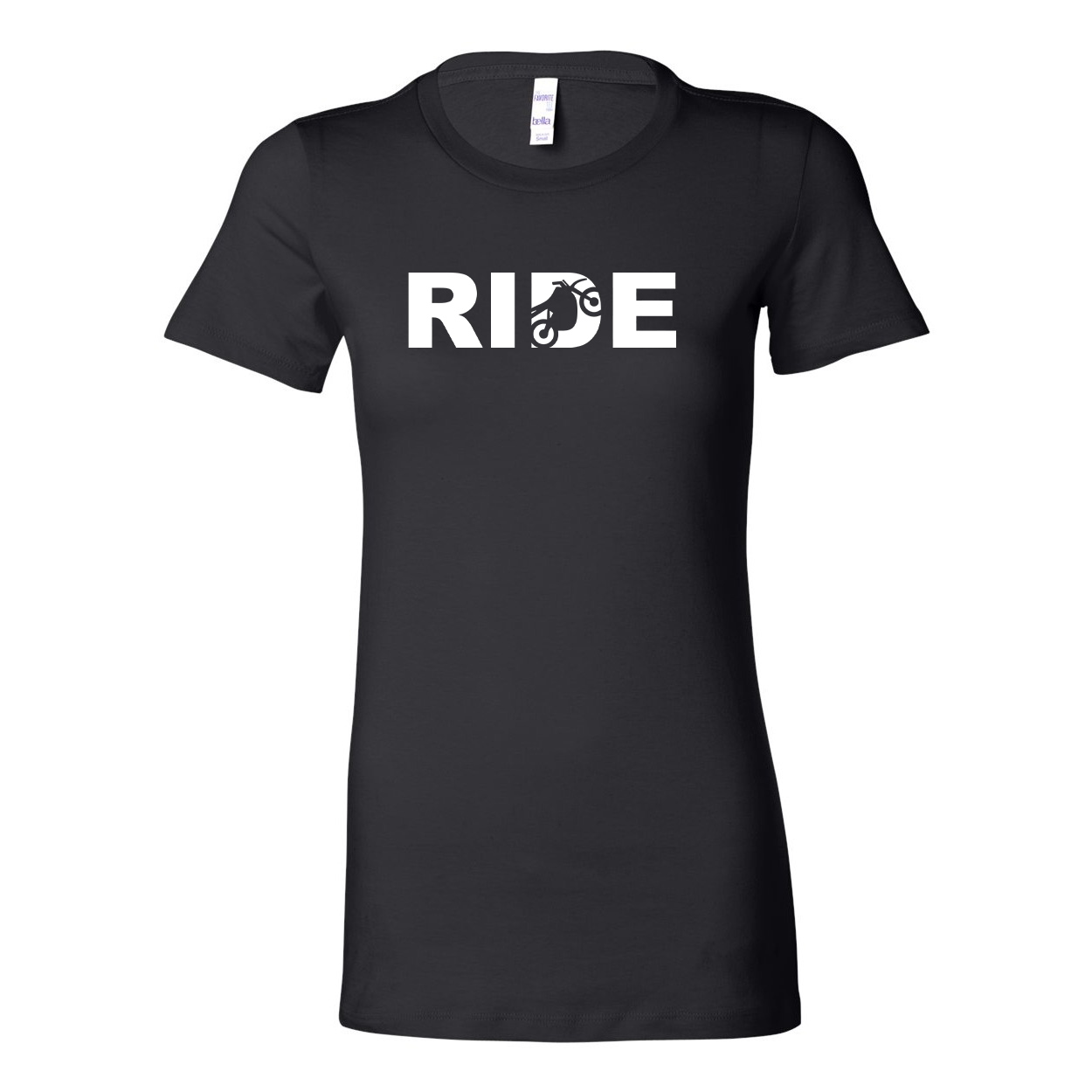 Ride Moto Logo Classic Women's Fitted Tri-Blend T-Shirt Black (White Logo)