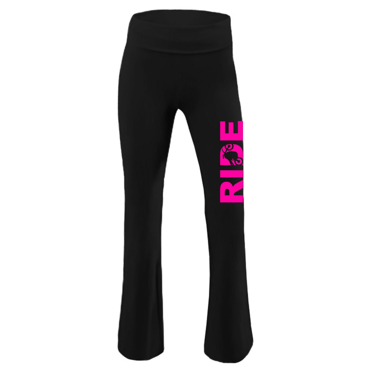 Ride Moto Logo Classic Youth Girls Yoga Pants Black (Pink Logo)