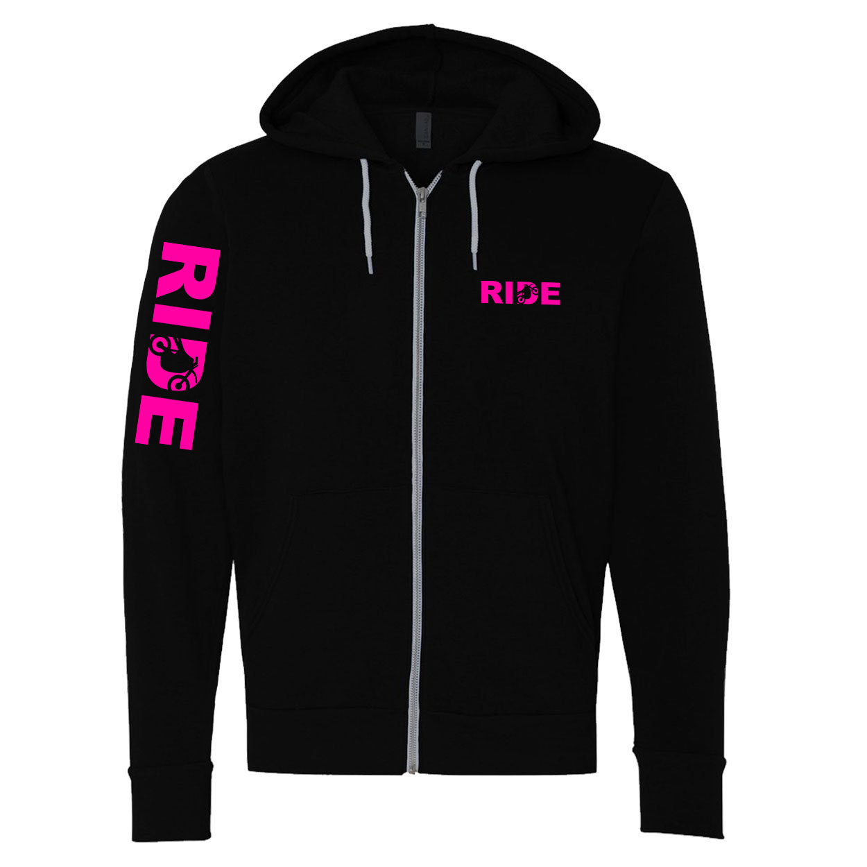 Ride Moto Logo Classic Zip Sweatshirt Black (Pink Logo)