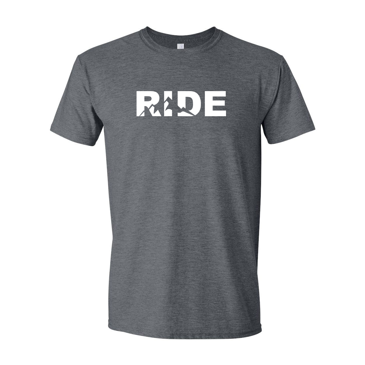 Ride Mountain Logo Classic T-Shirt Dark Heather Gray (White Logo)