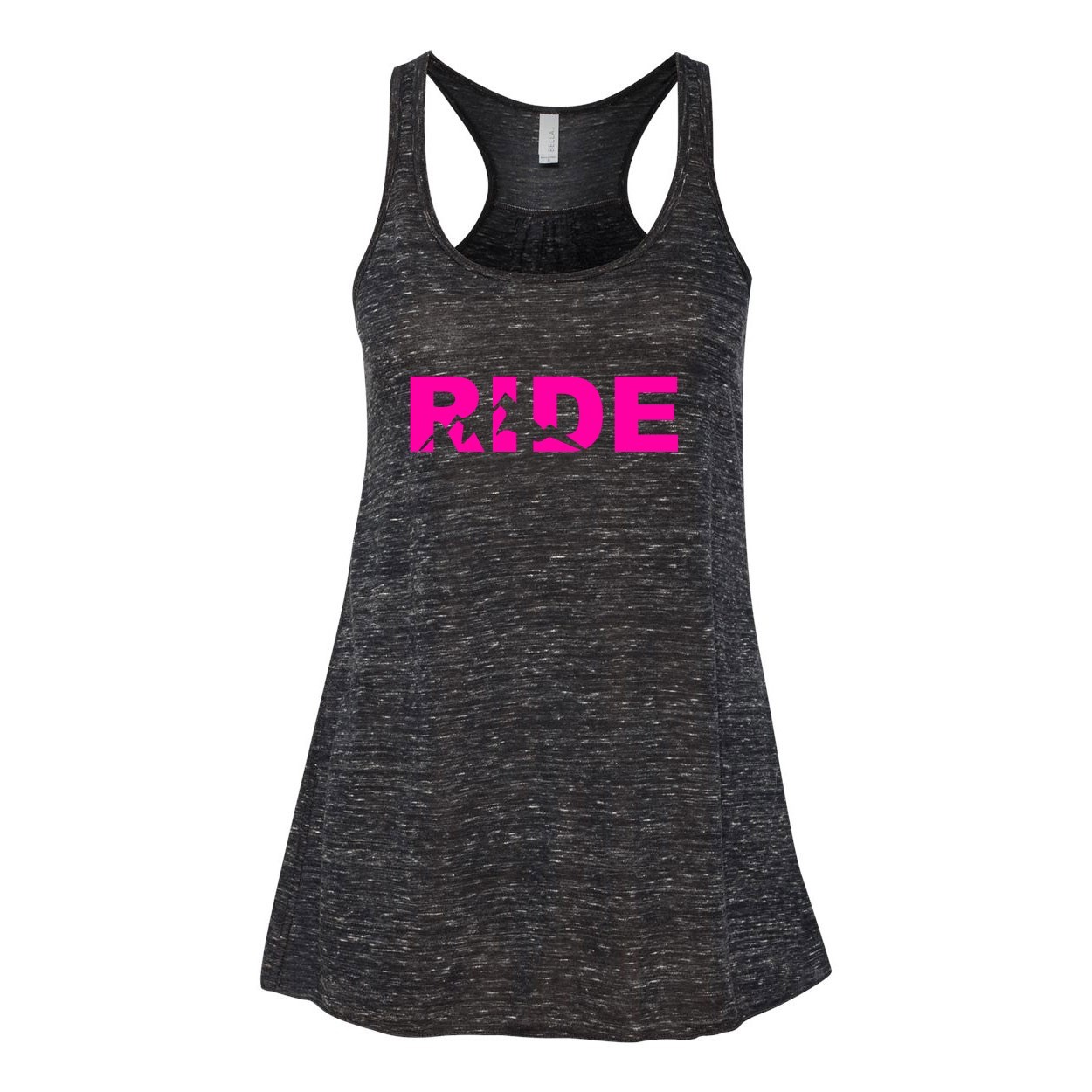 Ride Mountain Logo Classic Women's Flowy Racerback Tank Top Black Marble (Pink Logo)