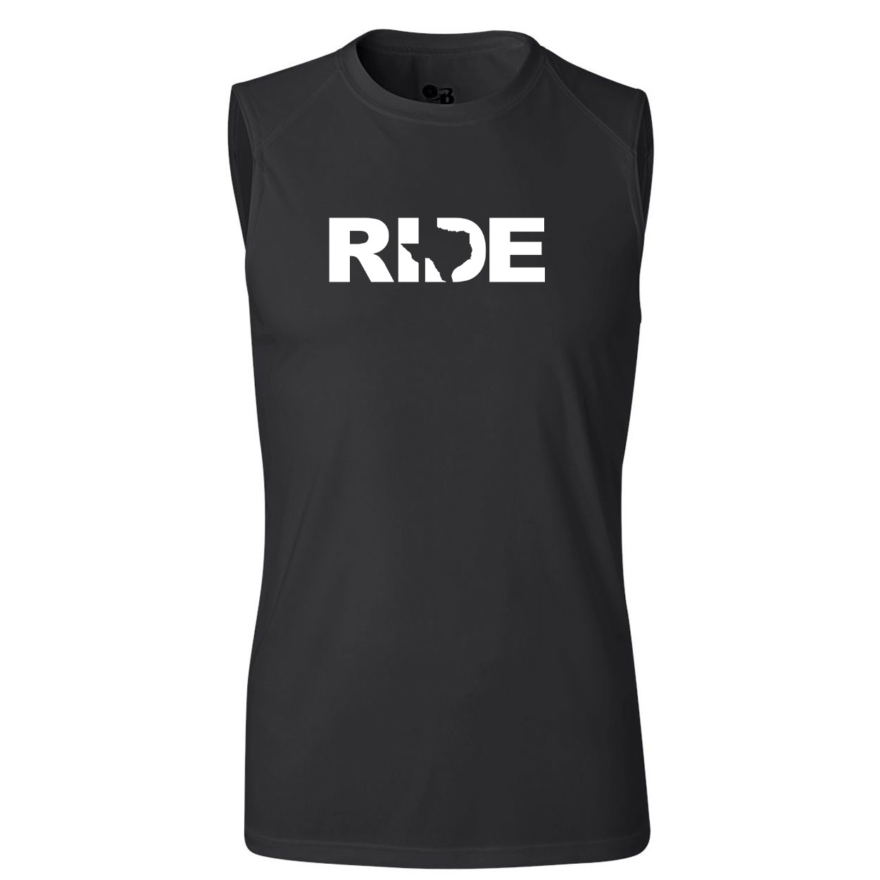 Ride Texas Classic Unisex Performance Sleeveless T-Shirt Black (White Logo)